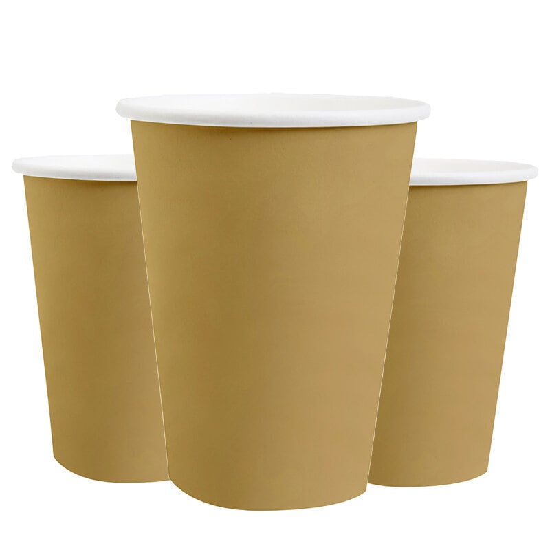 Pahvimukit 250 ml - Kulta 10 kpl