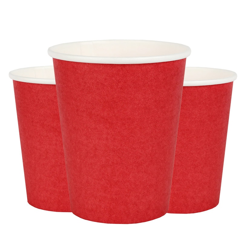 Pahvimukit 250 ml - Punainen 10 kpl