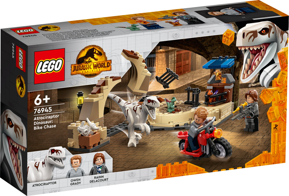 LEGO Jurassic World - Atrociraptor-dinosauruksen moottoripyörätakaa-ajo 6+