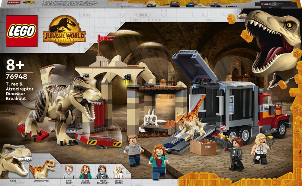 LEGO Jurassic World, T. rexin ja Atrociraptor-dinosauruksen pako 8+