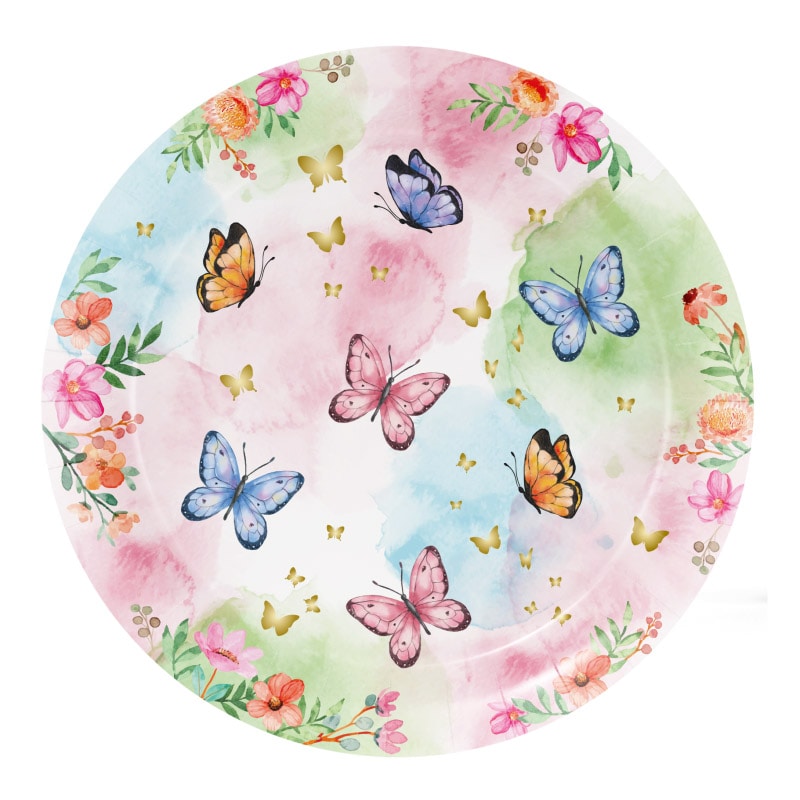 Butterfly Shimmer - Lautaset, 18 cm 8 kpl