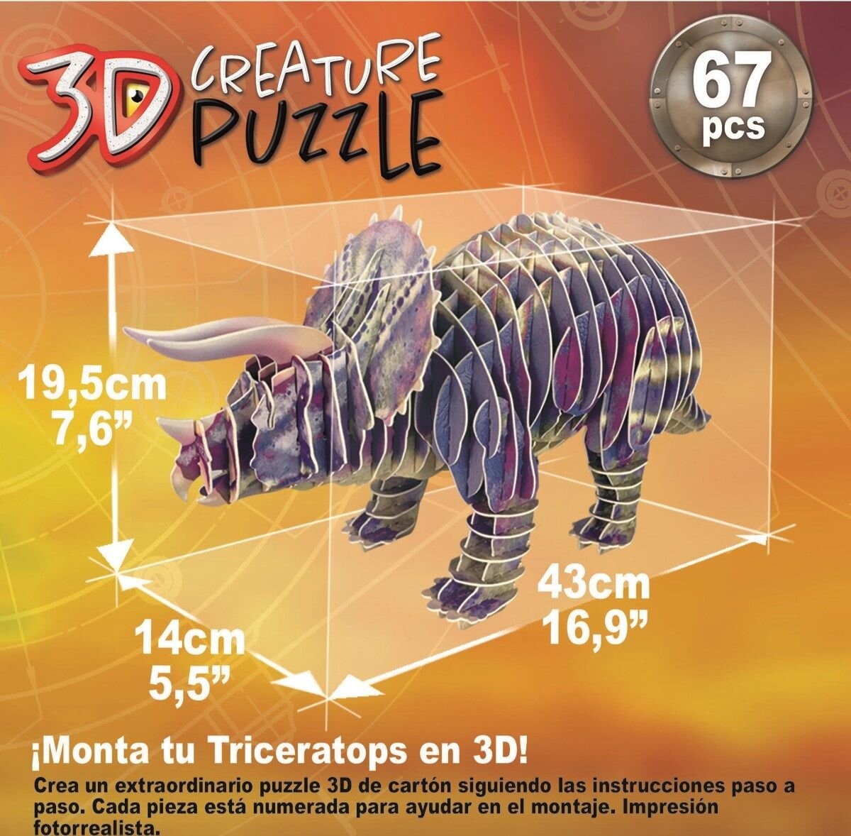 Educa 3D Palapeli - Triceratops 67 palaa