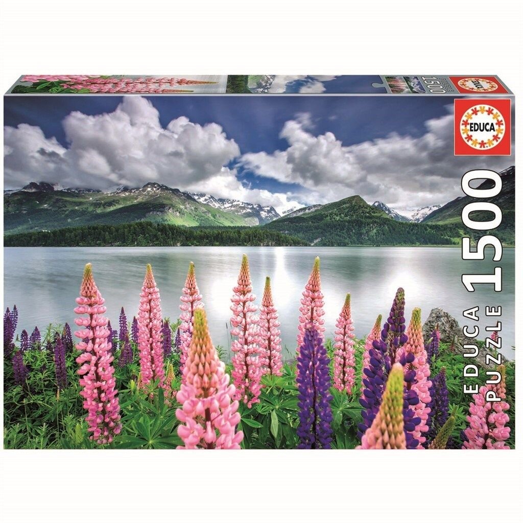 Educa Palapeli- Lupins on the shore of Lake Sils, Switzerland 1500 palaa