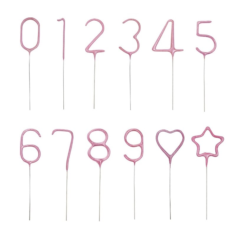 Tähtisadetikut - Vaaleanpunaiset numerot ja symbolit
