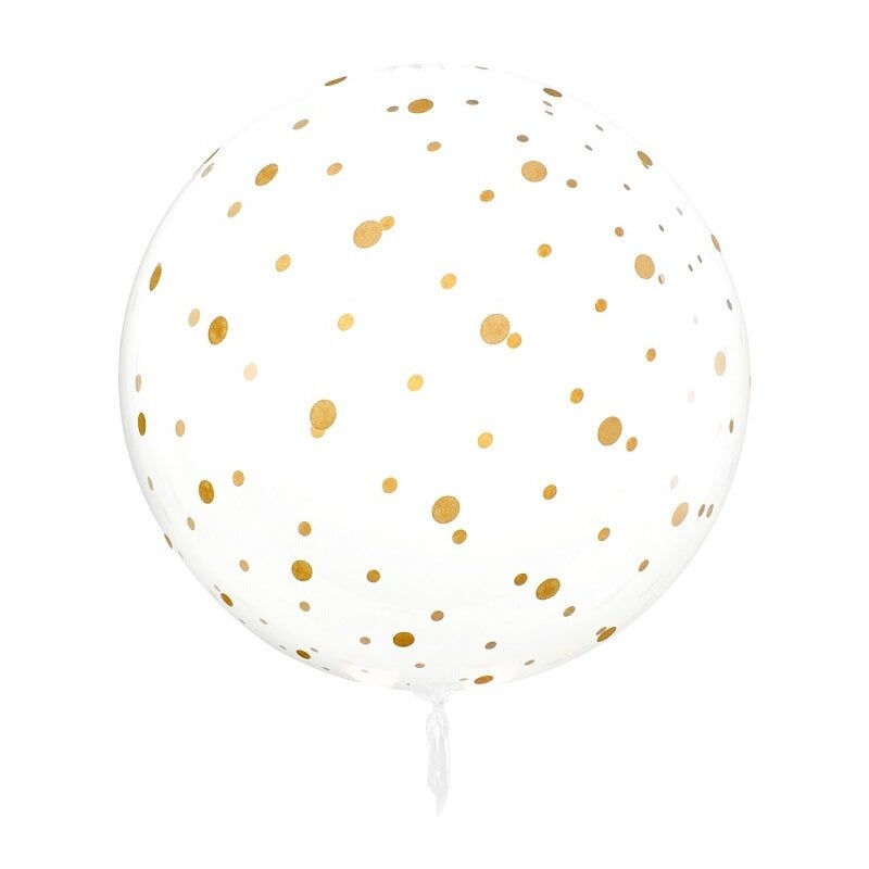Pyöreä läpinäkyvä ilmapallo kultapisteillä 60 cm