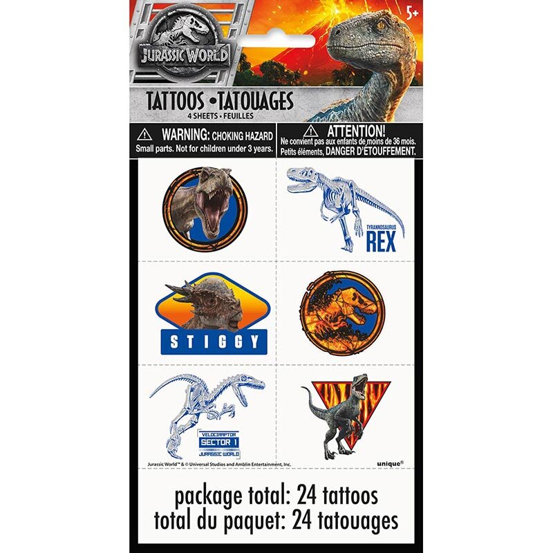 Jurassic World - Lasten tatuoinnit 24 kpl