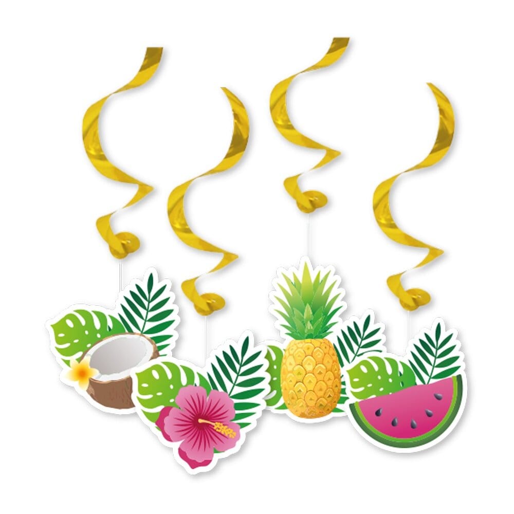 Riippuvat Swirl-koristeet Trooppiset Hedelmät 4 kpl