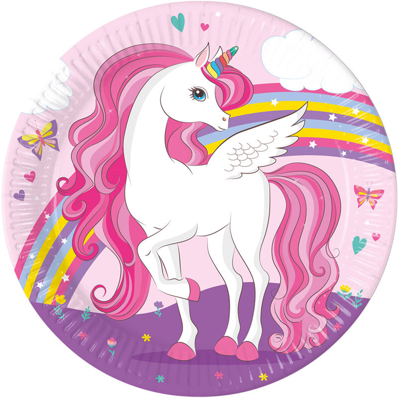 Unicorn Rainbow - Lautaset 8 kpl