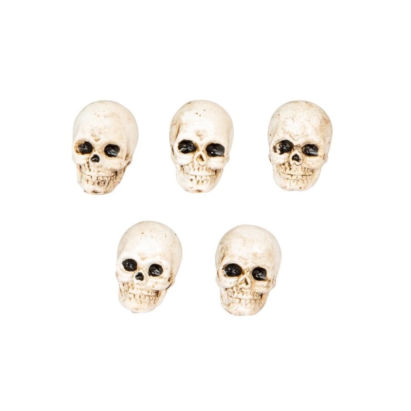 Halloweenkoristeet - Pienet pääkallot 2,2 cm 5 kpl