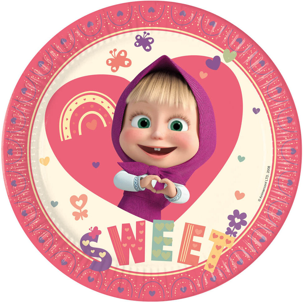 Masha ja Karhu - Lautaset 23 cm, 8 kpl