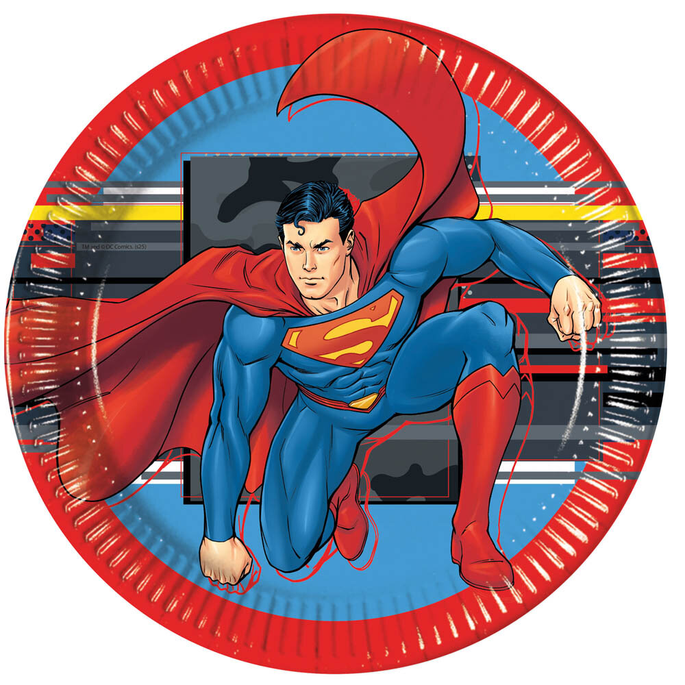 Superman - Lautaset 23 cm, 8 kpl
