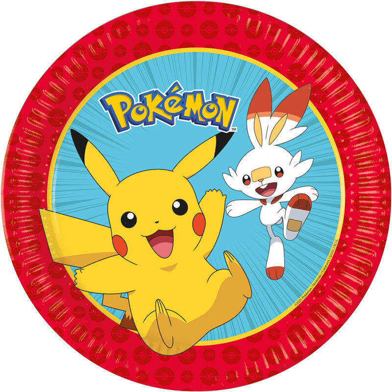 Pokémon - Lautaset 23 cm, 8 kpl