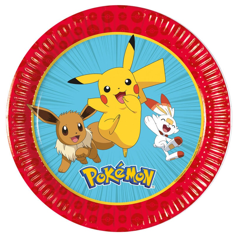 Pokémon - Lautaset 20 cm, 8 kpl