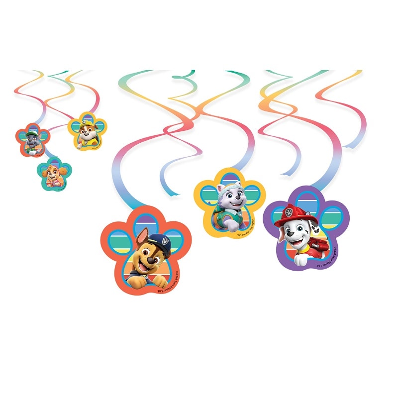 Paw Patrol Party - riippuvat Swirl-koristeet 6 kpl