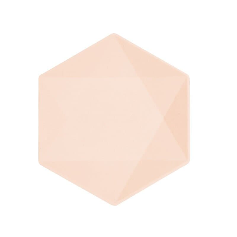 Lautaset Decor Premium Hexagon 21 cm Aprikoosi 6 kpl