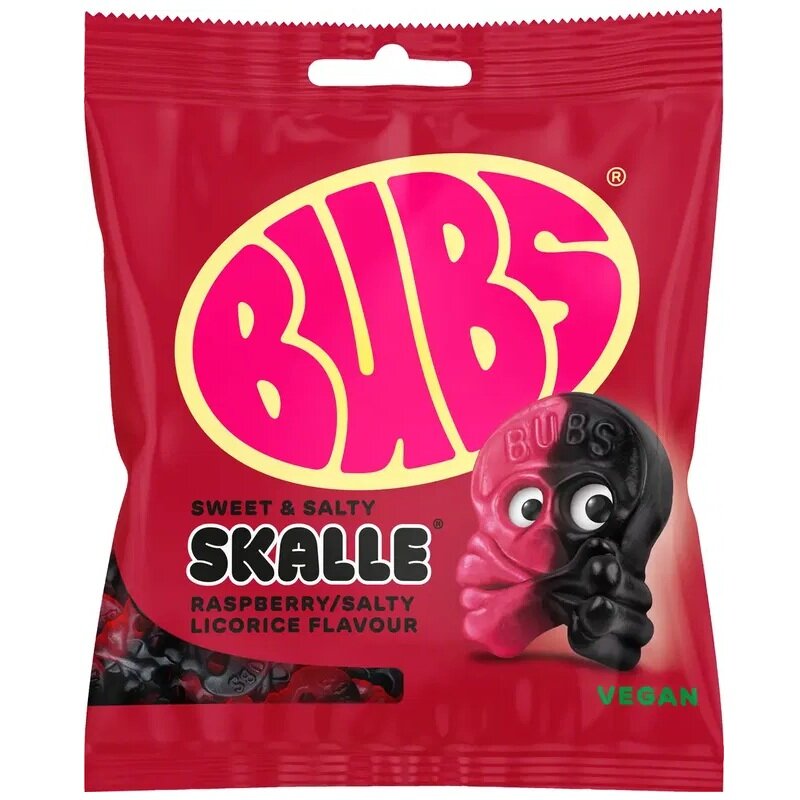Bubs Vadelma/Lakritsi Pääkallo 155 grammaa