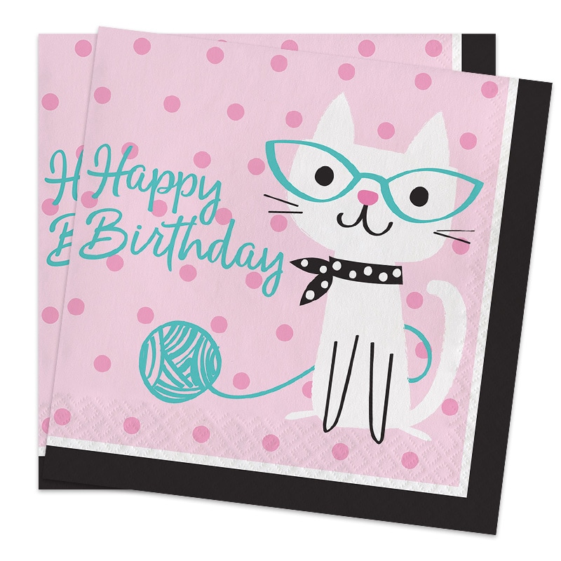 Cat Party - Servetit Happy Birthday 16 kpl