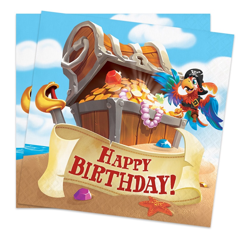 Pirates Treasure - Servetit Happy Birthday 16 kpl