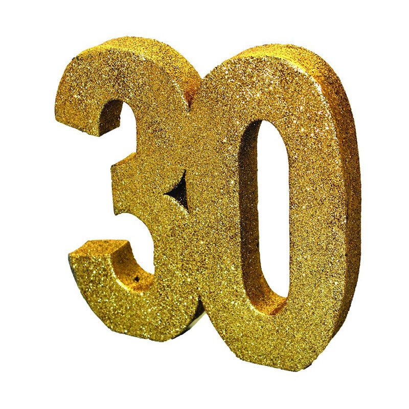 Kultainen Glitter pöytäkoriste 30-vuotta