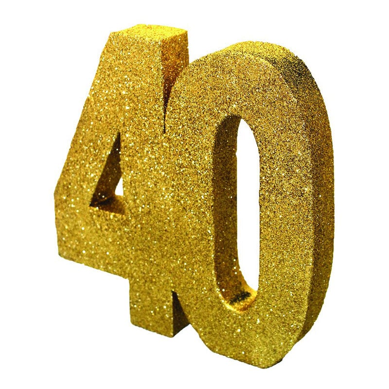 Kultainen Glitter pöytäkoriste 40-vuotta