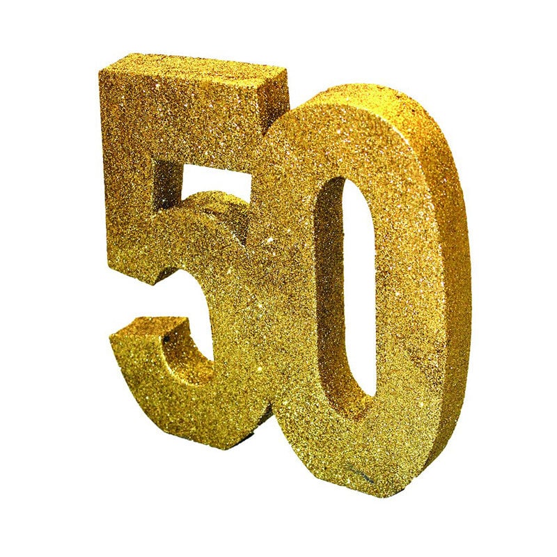 Kultainen Glitter pyötäkoriste 50-vuotta