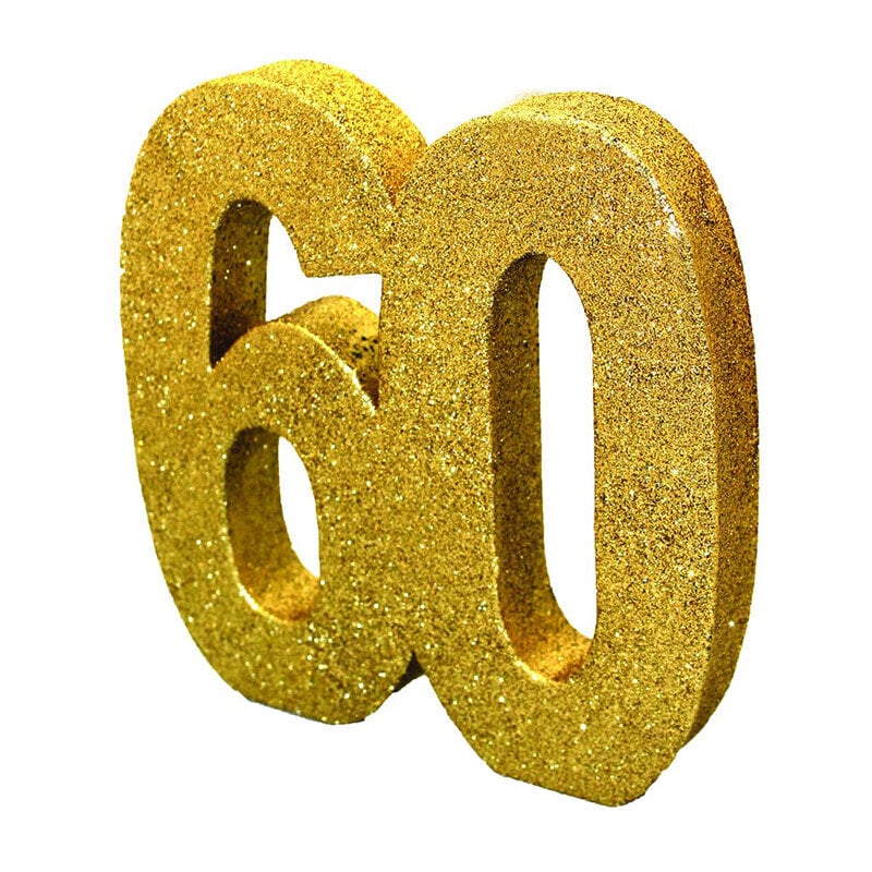 Kultainen Glitter pöytäkoriste 60-vuotta