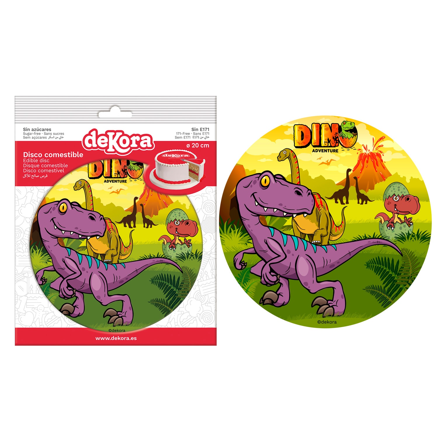 Kakkukuva Dinosaurus - Sokerimassa 20 cm