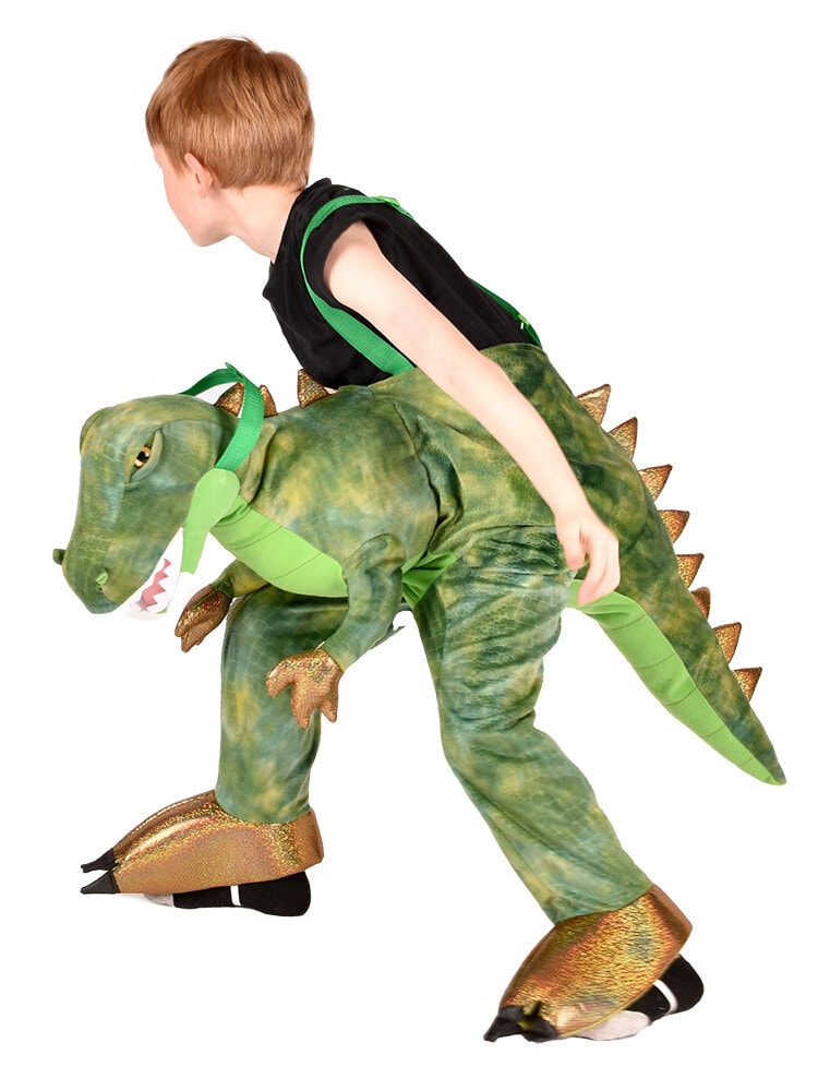 Vihreä Dinosaurus Jump-in Naamiaisasu Lapset 3-8 vuotta
