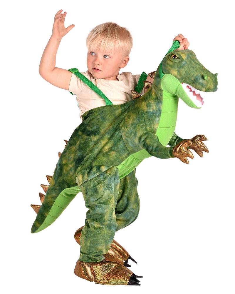 Vihreä Dinosaurus Jump-in Naamiaisasu Lapset 3-8 vuotta