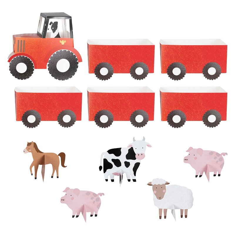 Maatilan eläimet - Traktori ja kärryt välipaloja varten