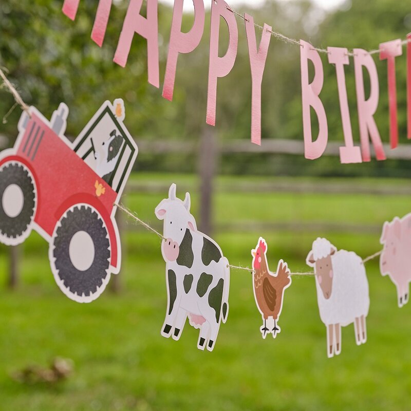 Maatilan eläimet - Viirinauha Happy Birthday