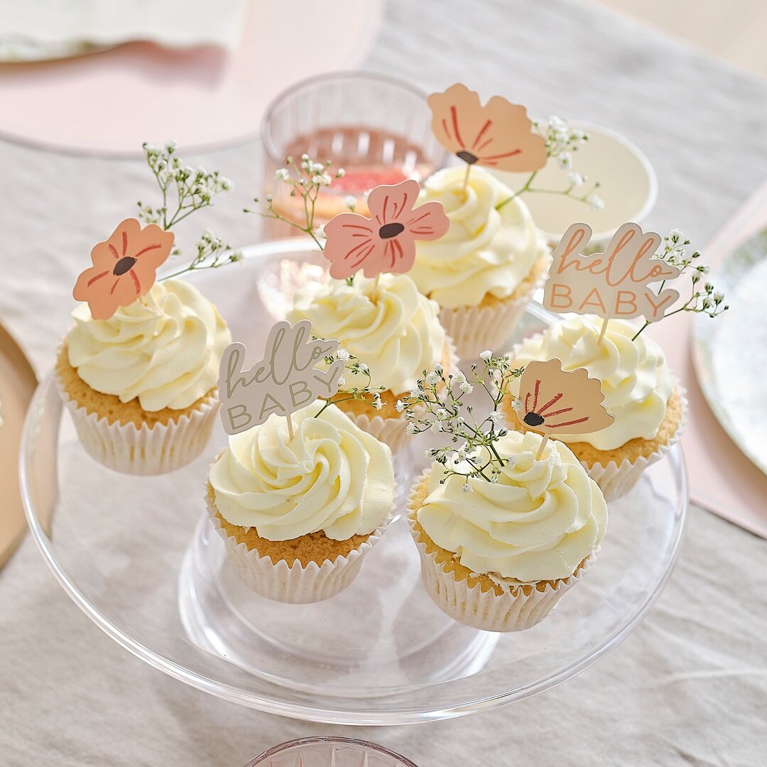 Floral Baby - Cupcake Toppers 12 kpl