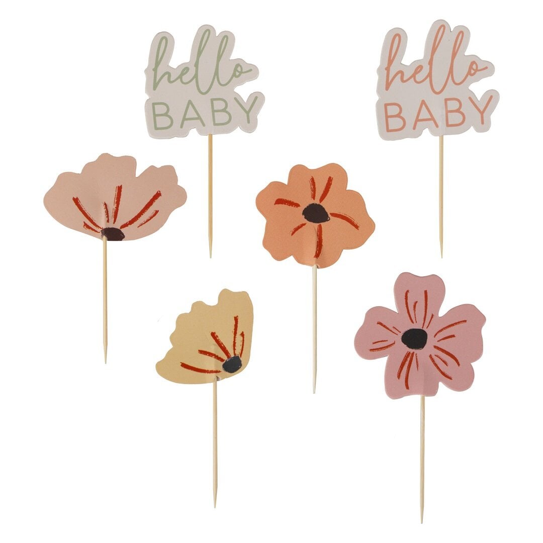 Floral Baby - Cupcake Toppers 12 kpl