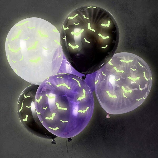 Ilmapallot Glow in the Dark Bats 6 kpl