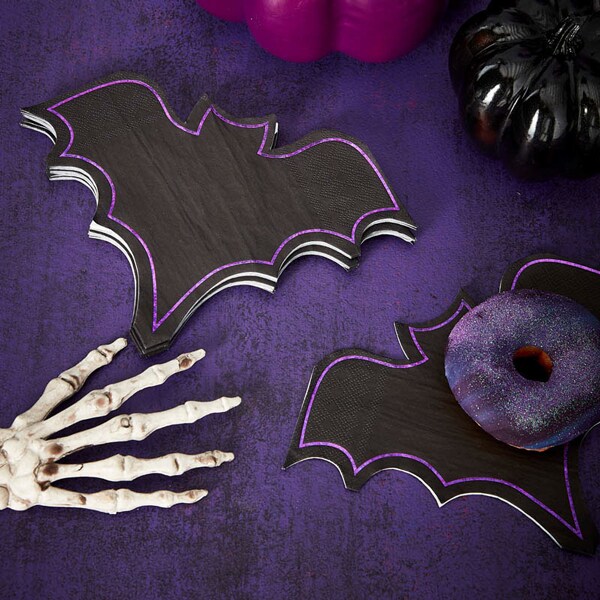 Servietit Bats violetilla foliokoristereunalla 16 kpl