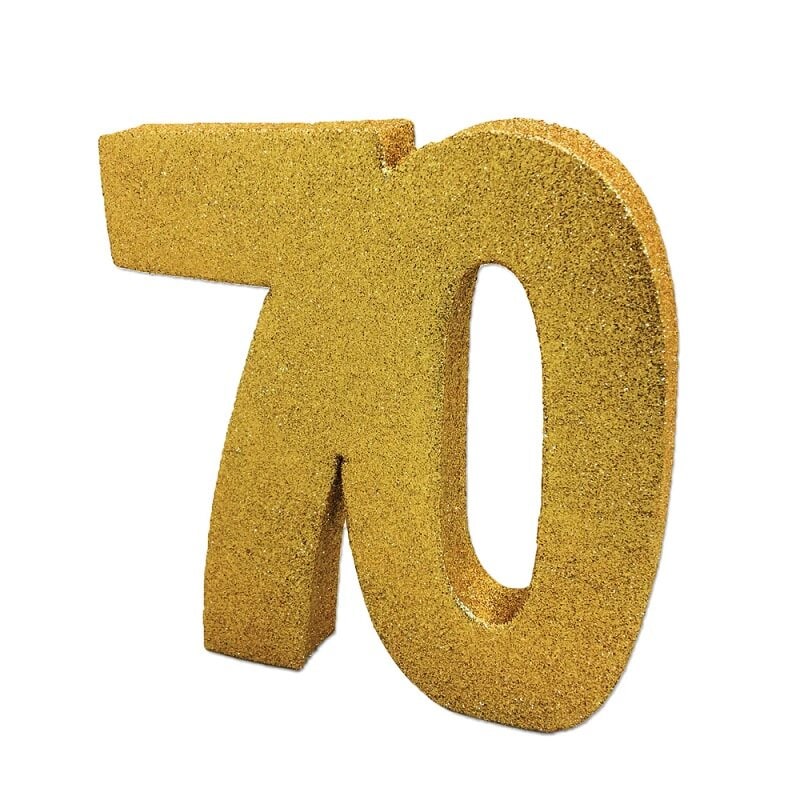 Kultainen Glitter pöytäkoriste 70-vuotta