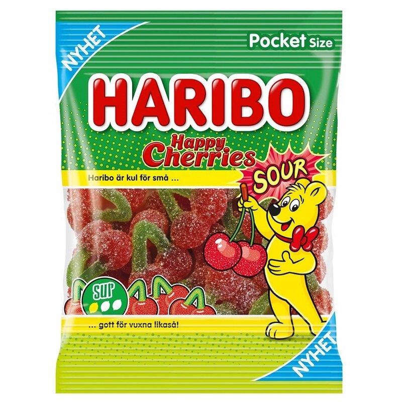 Haribo Happy Cherries Kirpeä pussi 75 grammaa