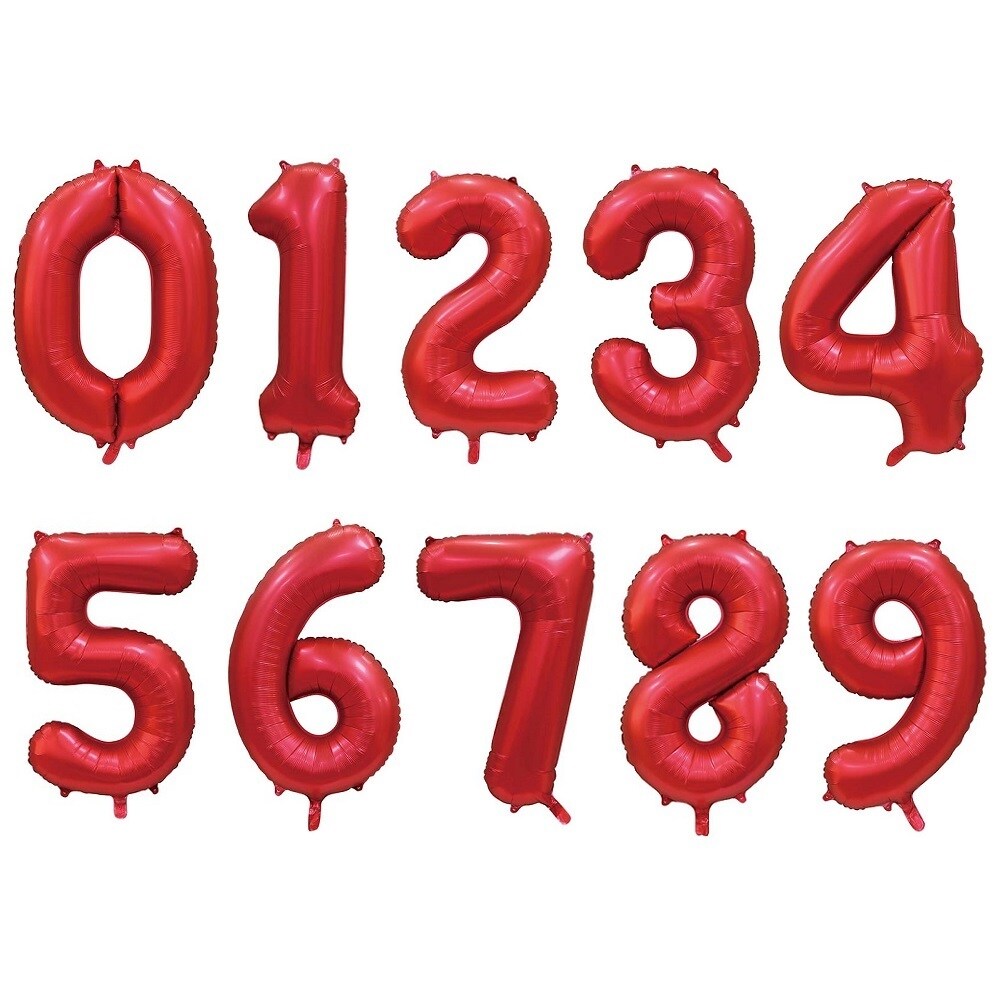 Numeroilmapallot Satiininpunaiset 86 cm
