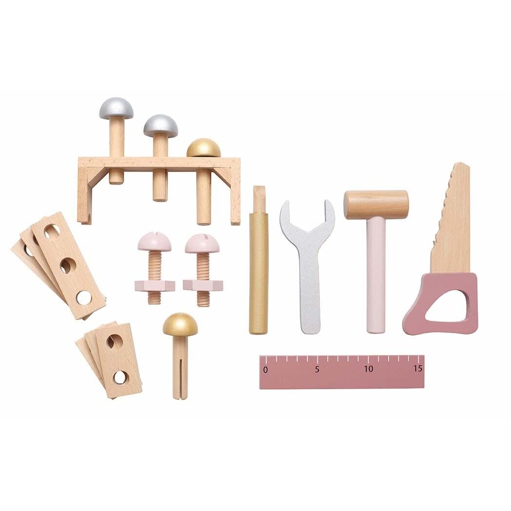 Työkalulaatikko työkaluilla (vaaleanpunainen)