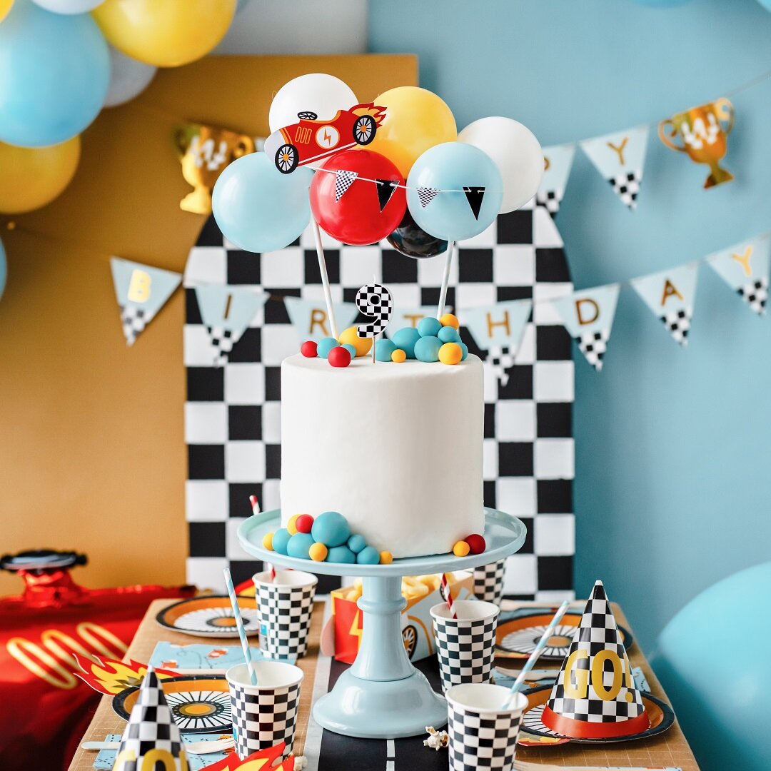 Cake Topper Ilmapallosetti Racer Car