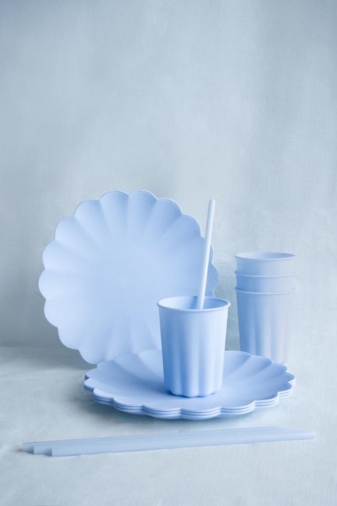 Muovilautaset, Pastellinsininen 22 cm 4 kpl