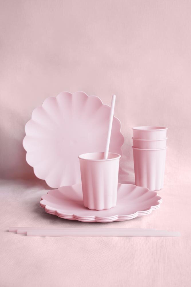 Muovilautaset, Pastellinroosa 22 cm 4 kpl