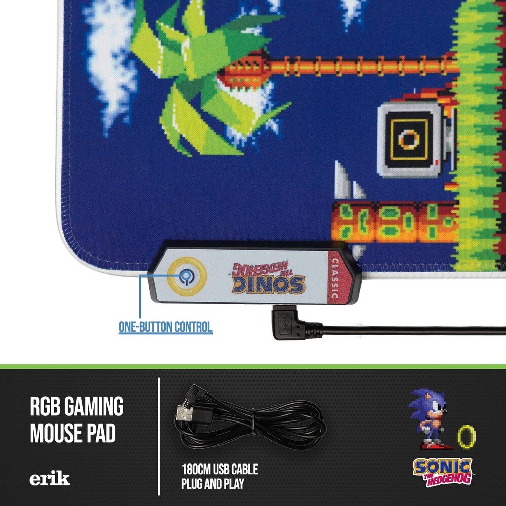 Sonic the Hedgehog - Pelihiirimatto XL, LED-valolla 40 x 90 cm