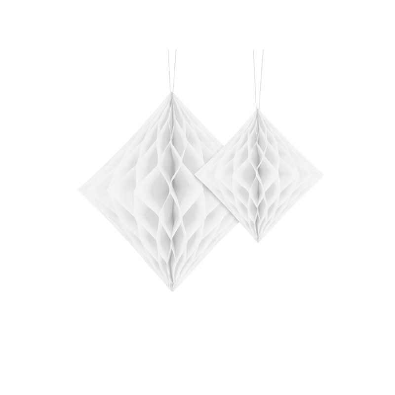 Valkoinen koriste, timantinmuotoinen, 20-30 cm