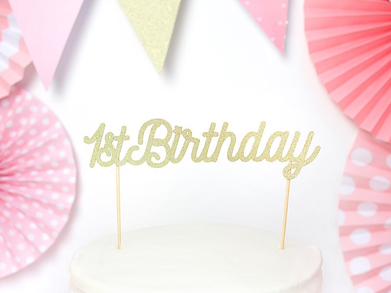 Caketopper 1st Birthday kulta