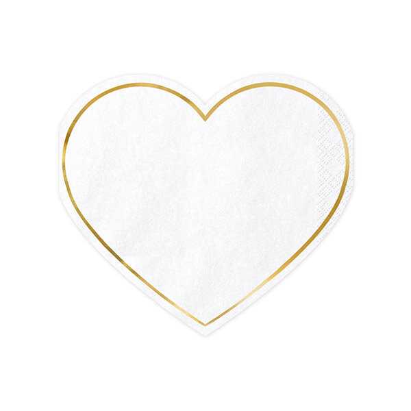 Sydämenmuotoiset servetit, valkoinen 20 kpl