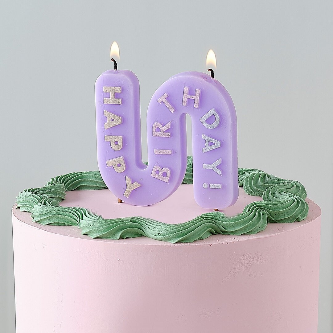 Aaltomallinen Kakkukynttilä Happy Birthday
