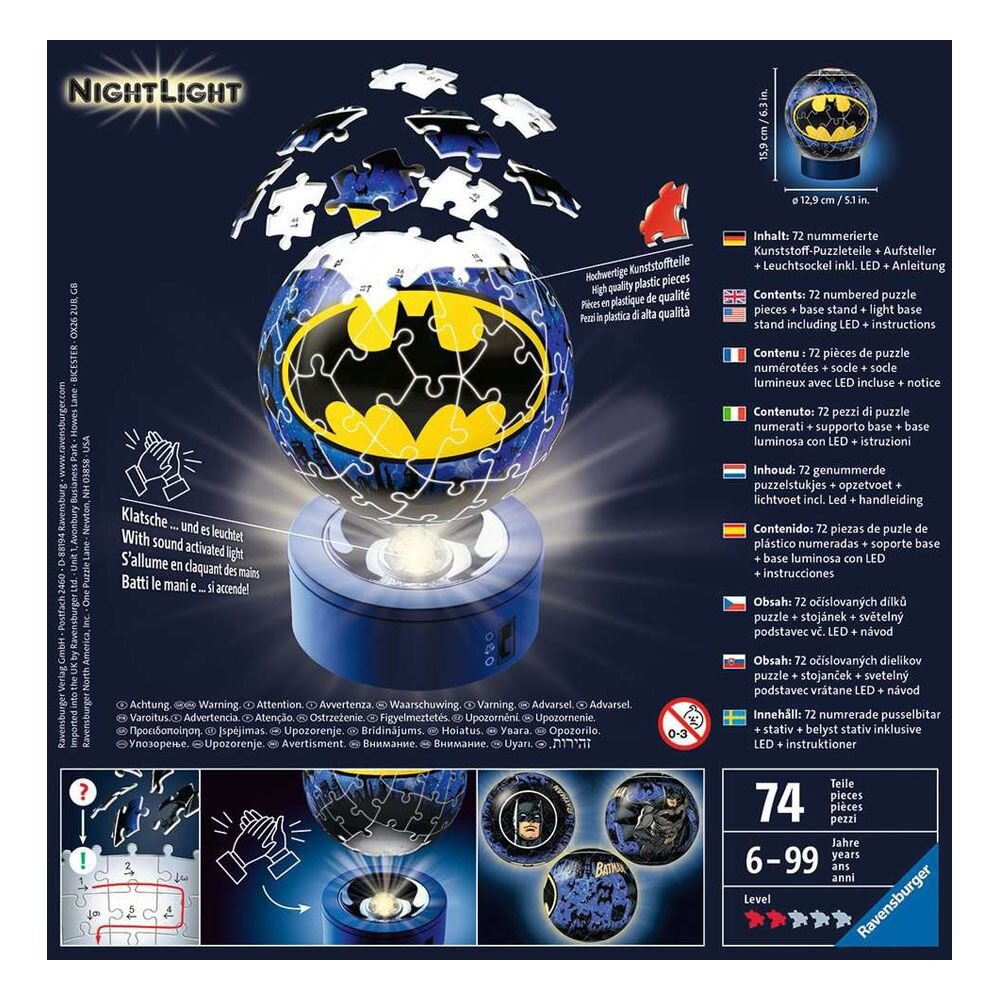 Ravensburger 3D Palapeli, Batman with Night Light 72 palaa