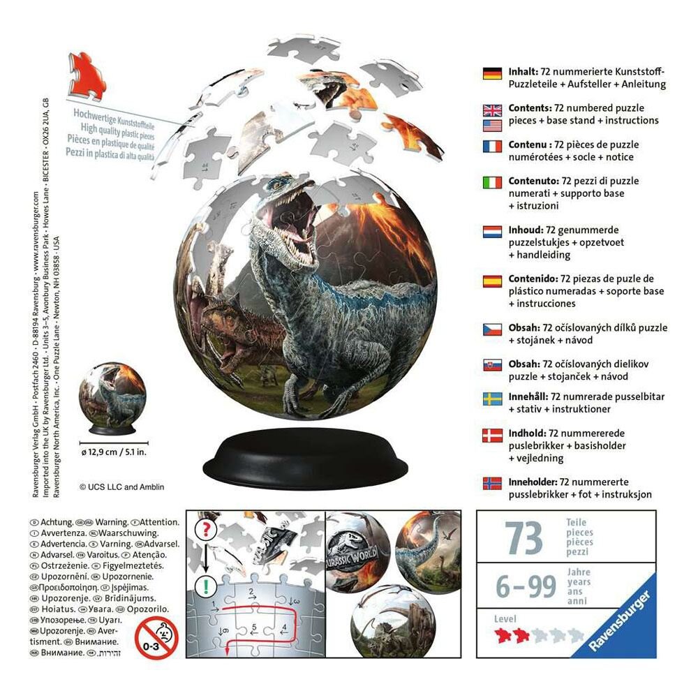 Ravensburger 3D Palapeli, Jurassic World 72 palaa