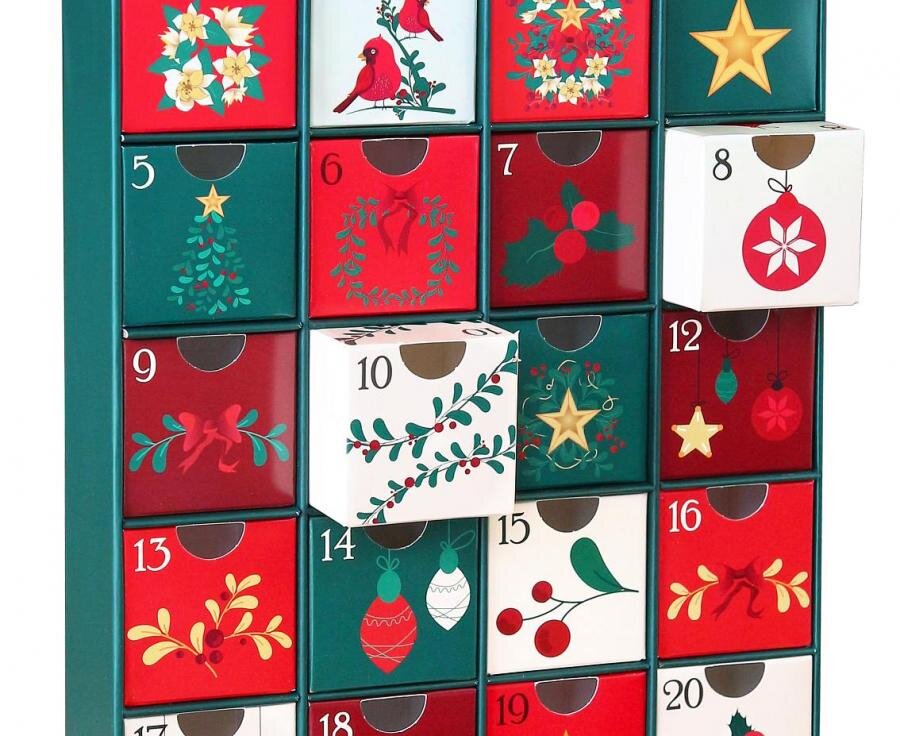 Joulukalenteri laatikoilla